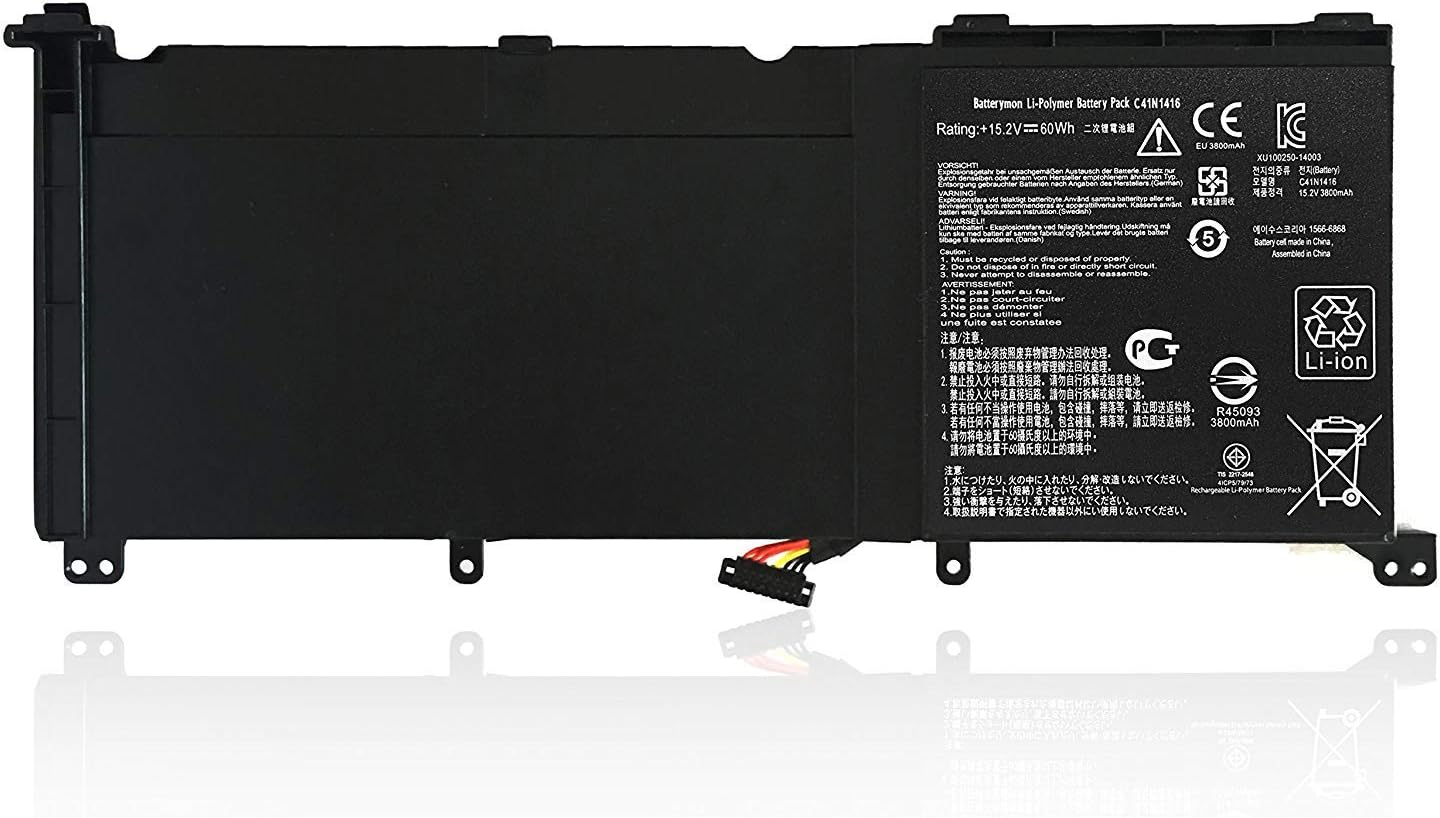 ASKC C41N1416 Laptop Battery Replacement for Asus ZenBook Pro G501 G501VW G501VJ G501JW G601J N501J N501JW N501L UX501JW UX501VW UX501LW 15.2V 60Wh