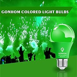 Gonhom A19 LED Green Light Bulb, 9W Equivalent to