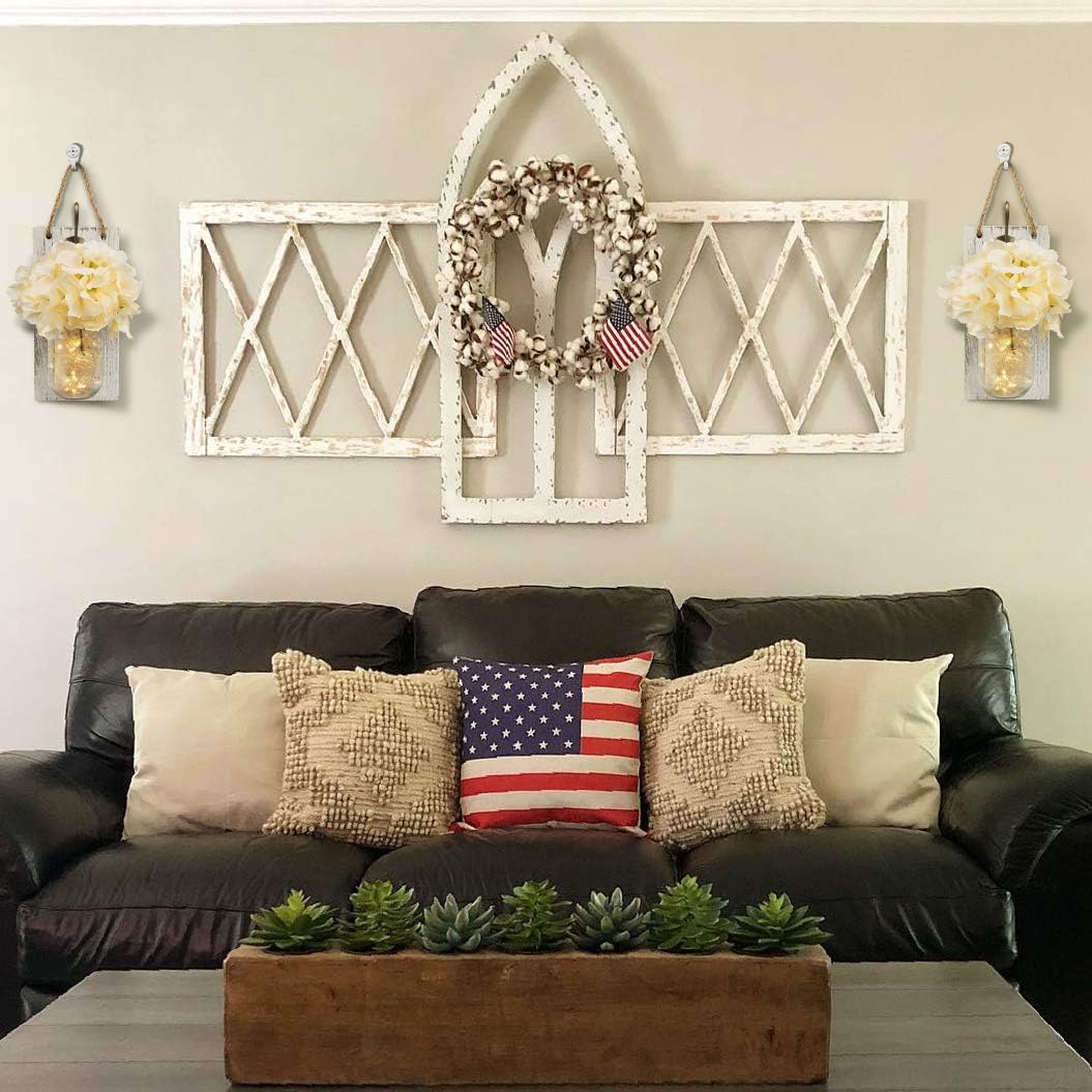 Silk Hydrangea Mason Jar Sconce Rustic Home Decor Rustic Bathroom Bedroom Wall Decor With Bronze Retro