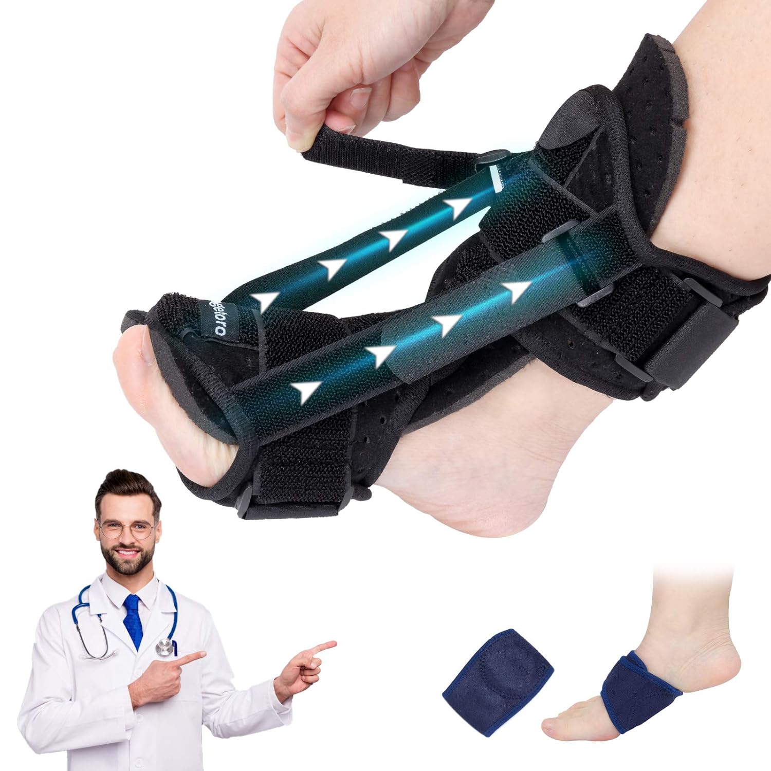2021 New Upgraded Plantar Fasciitis Splint Night, Plantar Fasciitis Support, Ankle Brace Foot Brace, Foot Drop, Achilles tendoniti Black: Industrial & Scientific