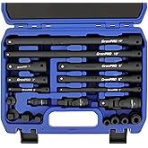 GRENPRO 19-Piece Impact Socket Extension Set 50BV30 | Socket Extension Bar, Swivel Universal Joints, Impact Coupler, 1/4" 3/8" 1/2" Drive Socket Adapter