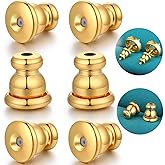 Catinee Earring Backs, Hypoallergenic 14k Gold Bullet Earring Backs Replacements for Studs/Droopy Ears, Secure Locking Backing for Sensitive Ears (Gold 3pairs)