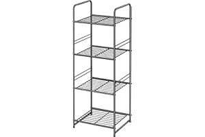 GEORIS Storage Shelves - 4 Tier Shelf Organizer, Heavy Duty Garage Shelving Unit, Stable Metal Shelves Organizer for Pantry, Kitchen and Closet, 17.7" W X 11.8" D X 37.8" H, Black