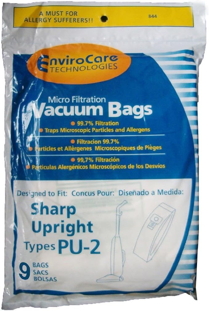 Sharp Type PU2 Micro Upright Vacuum Cleaner 9 Paper Bags