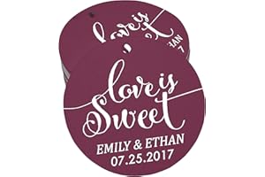 Darling Souvenir 100 PCS Love is Sweet Customized Hang Tags Personalized Wedding Favor Gift Paper Tag