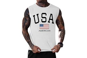 Mainfini Men American Flag Tank Top Muscle Graphic Gym Workout USA Sleeveless Tee Shirts (S-3XL)