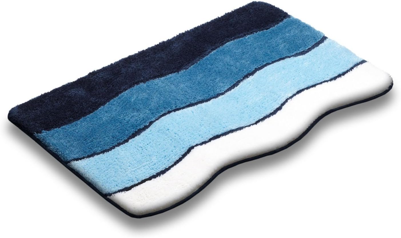 Navy Royal Blue Stripes Bathroom Bath Mat Rug Non Slip Skid Resistant