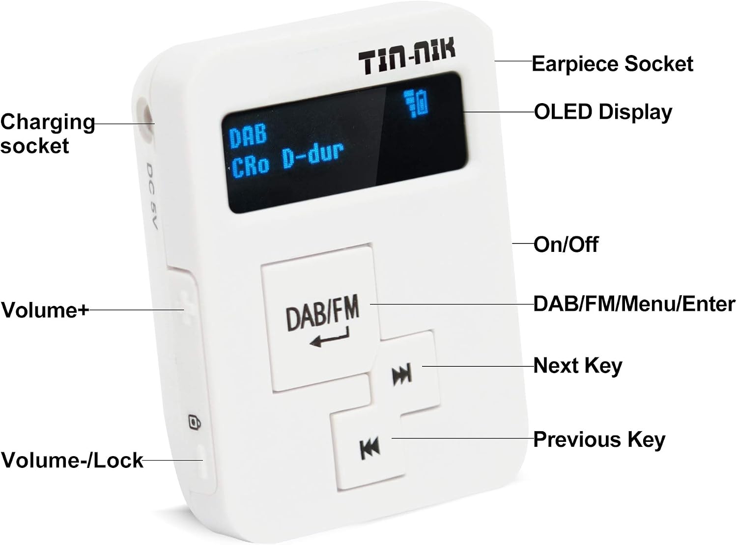 Tin-Nik DAB-398SD Personal Portable DAB/DAB+/FM Radio, Pocket Digital RDS FM Mini Radio with Rechargeable Battery, Earphones - Image 4