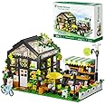 Flower House Building Set with LED, City Street House Flower Shop Building Blocks Toy, Gift for Girls 8-12 Year, Mini Brick 6