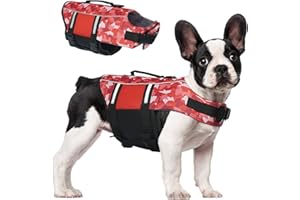 Lelepet Dog Life Jacket, Dog Life Vest, Pet Lifesaver Swimsuit with High Flotation & Rescue Handle, Adjustable Reflective Swim Float Vest for Small Medium Large Dogs Pet Lifejacket for Boating Surfing