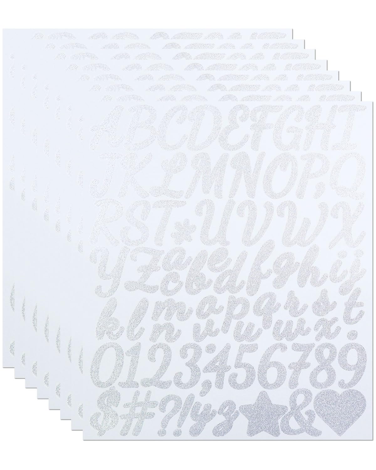 Photo 1 of 1.5 Inch Glitter Letter Stickers, 592 Pieces Shiny Self Adhesive Alphabet Number Sticker for Mailbox, Door, Scrapbook, Waterproof Sticky Vinyl Symbol Labels for DIY & Homemade Crafts(8 Sheet Silver)