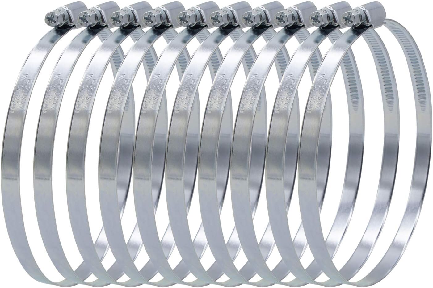 Variosan, hose clamps W1, set of 10, Edelstahl, Spannbereich: 100 - 120 mm