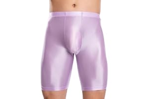 Ausing Men Short Glossy Oily Tight Shorts Skinny Stretch See Through Pant for Bodybuilding Gym Fitness M-XXL