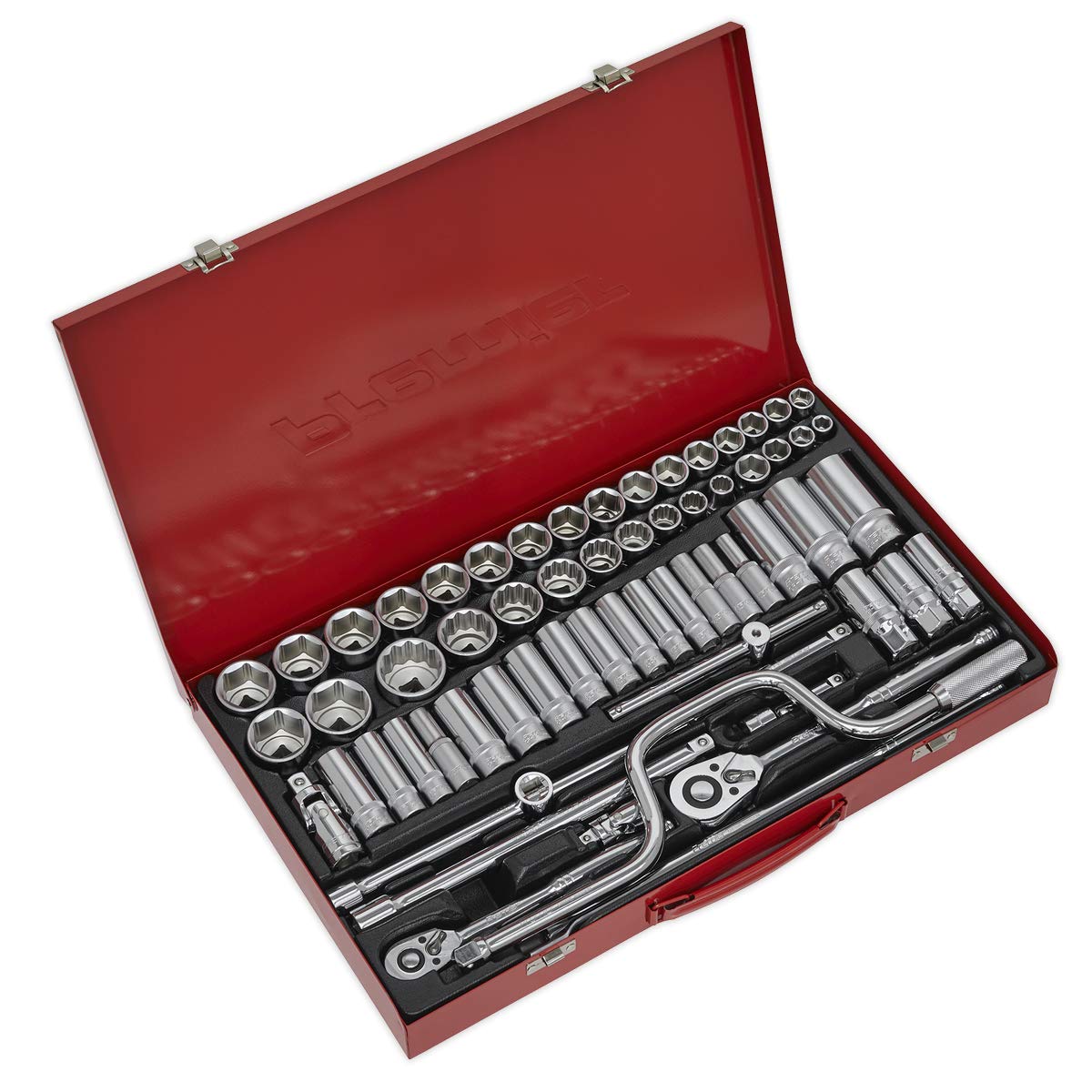 Sealey Ak694 Socket Set 64Pc 3/8 and 1/2Sq Drive 6Pt Walldrive - Duometric