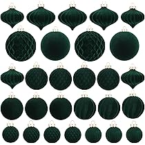 Lot De 6 Boules De Noël Vert Velours Floqué - Décorations Suspendues Incassables Pour Sapin (7cm)
