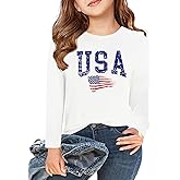 Ithalt 4th of July Outfit Kids Girls American T Shirt USA T-Shirt Fourth of July Tops Patriotic Long Sleeve Tops