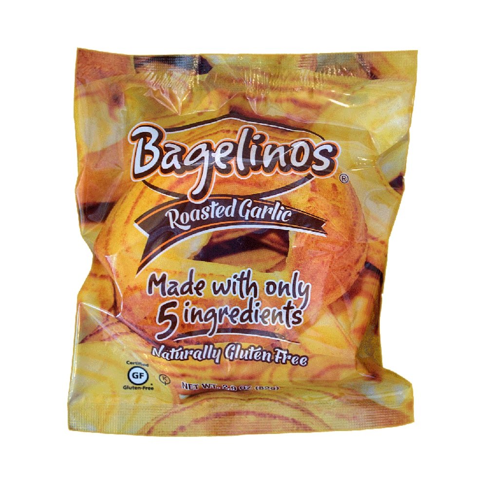 Bagelinos Roasted Garlic Bagel, GlutenFree, 2.9 OZ each, Box of 8 Grocery