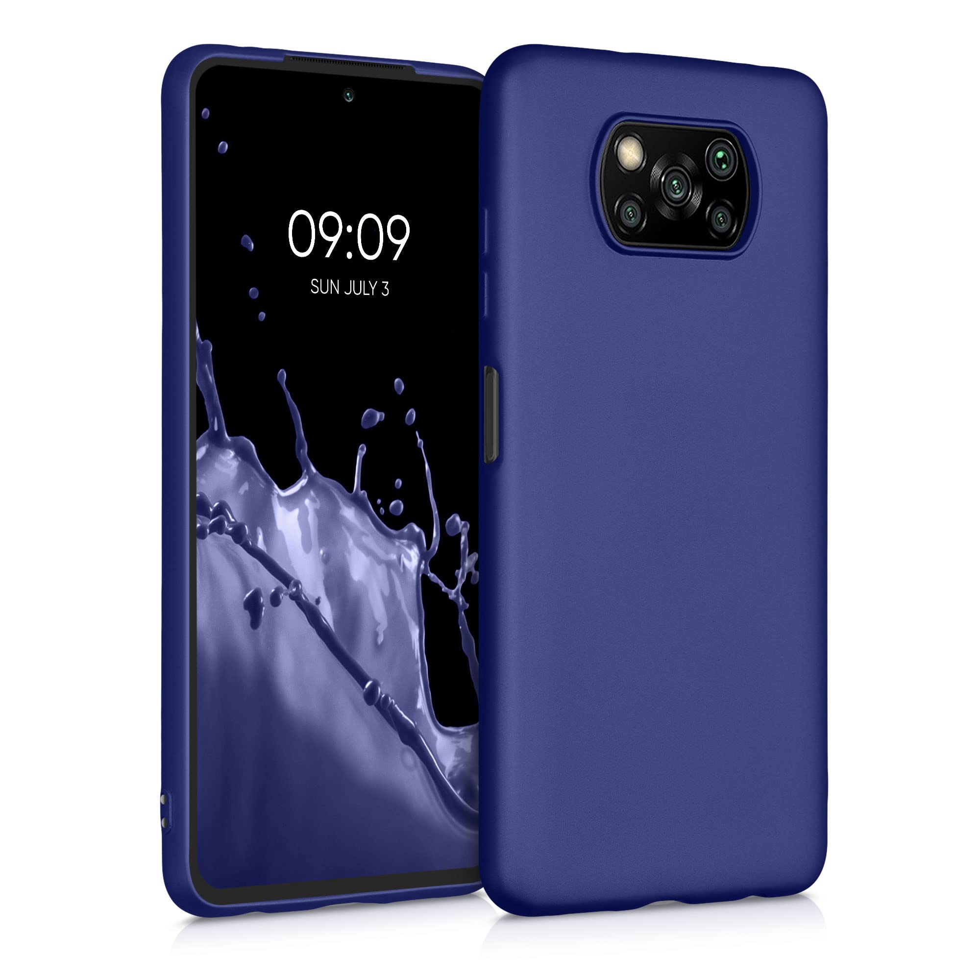 kwmobile Case for Xiaomi Poco X3 NFC/Poco X3 Pro Case - Soft Slim Metallic TPU Silicone Cover - Metallic Dark Blue