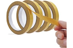 WENSSKKU Double Sided Adhesive Fabric Tape Heavy Duty,Hem Tape No Sew No Iron,Perfect for Clothes,Curtains,Capet,Crafts,and DIY Projects,Removable and Residue Free 0.5 in x 33FT/10m x 4Rolls