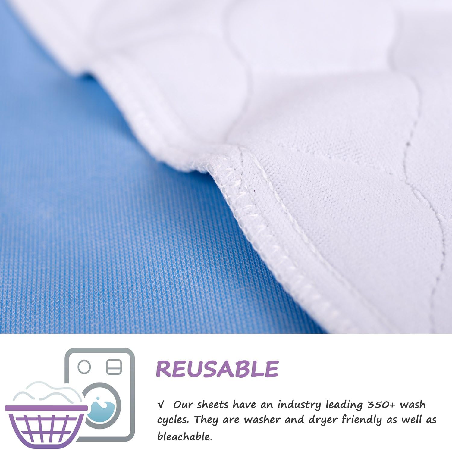 Waterproof Reusable Incontinence Bed Pads Washable Incontinence Underpads 8 Cups Absorbency, 2 Pack Non-Slip Mattress Protector for Adults, Kids and Pets(28”X 36” inch): Health & Personal Care