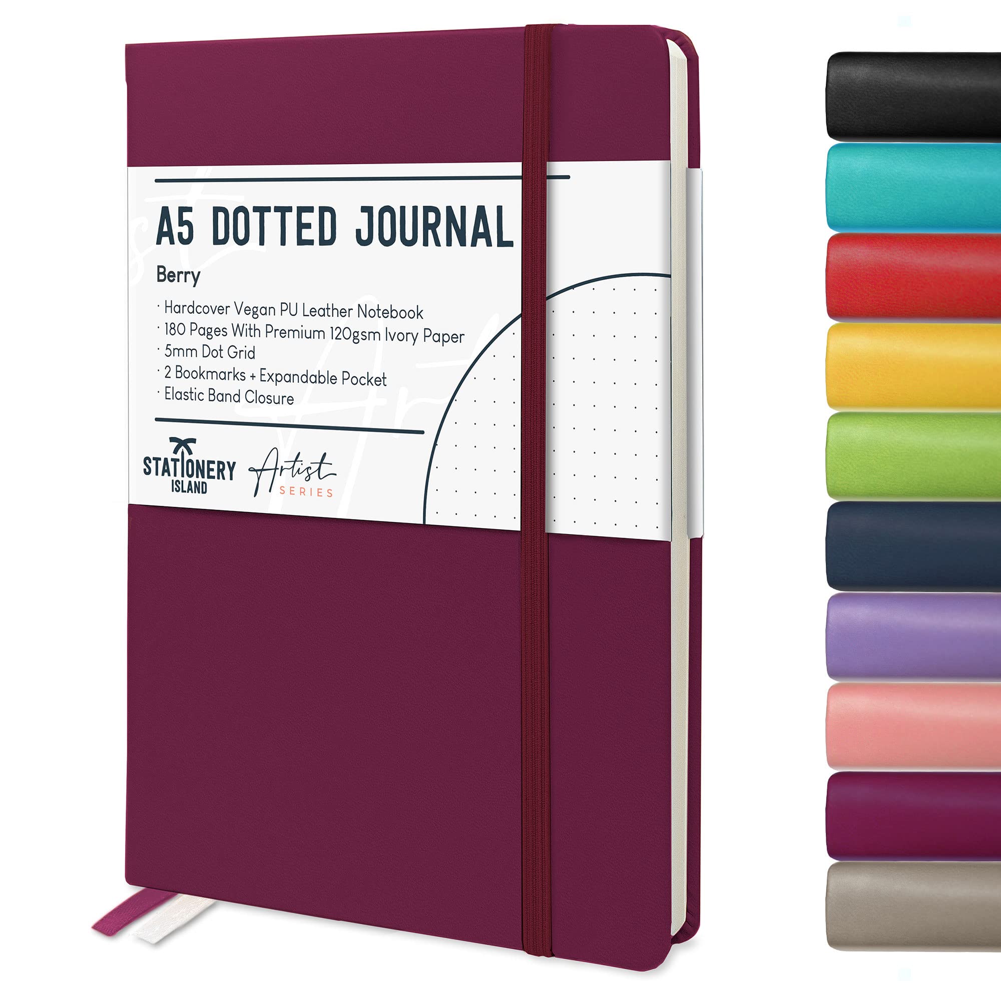 STATIONERY ISLAND Bullet Dotted Journal A5, Hardcover Dotted Notebook, Thick 120gsm Paper 180 Pages Journal Notebook