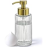 JASAI 16Oz Glass Foaming Soap Dispenser with Golden Rust Proof Pump, Refillable Foam soap Dispenser with Thick Glass, Elegance Foaming Hand Soap Dispenser for Bathroom & Kitchen.(Golden)