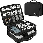 MATEIN Electronics Organizer Travel Case, Cable Organizer Bag, Black | Water Resistant, Gifts for Men, Storage Bag for Camera Accessories, for Travel Essentials, Phone, Cord &amp; Tablet