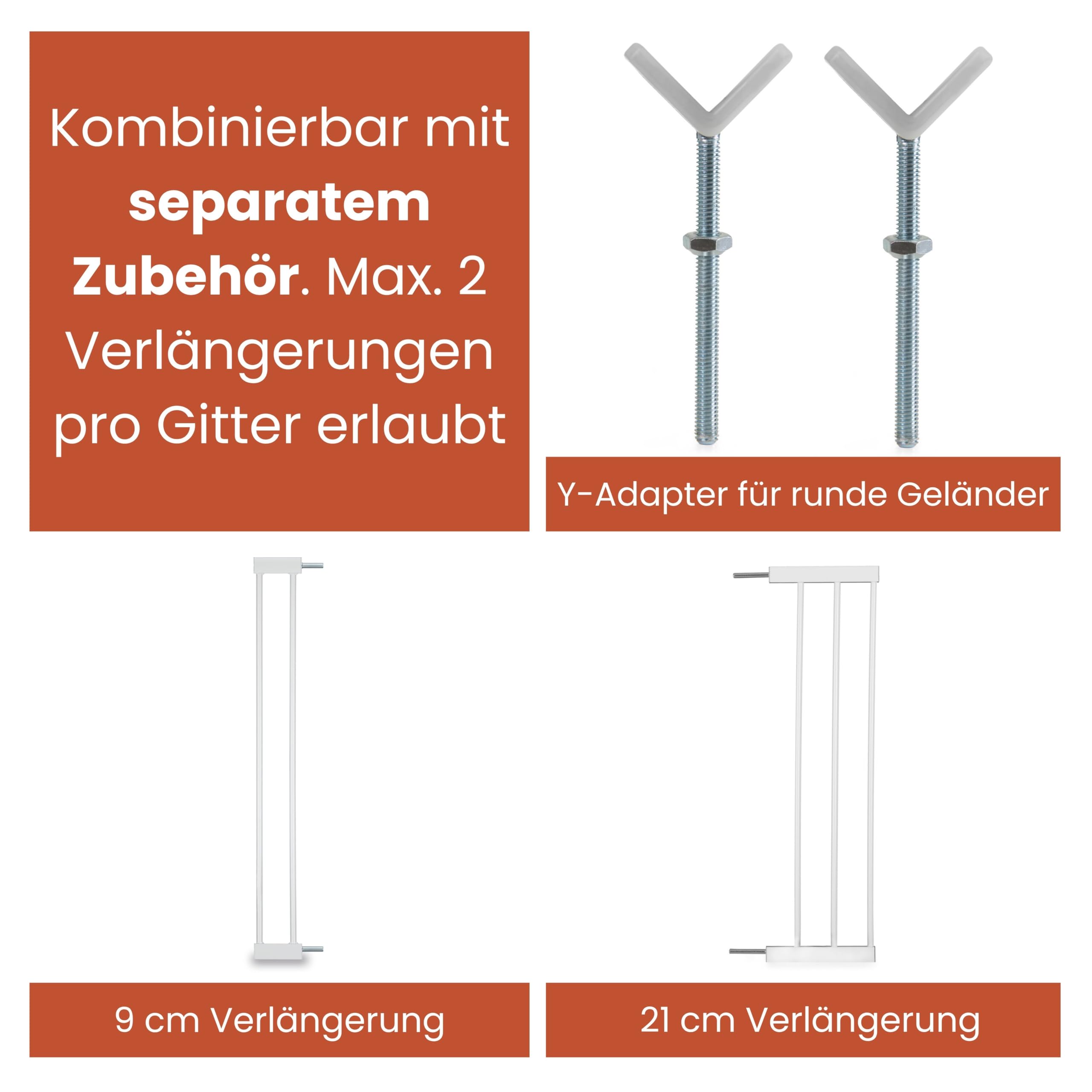 hauck Clear Step Autoclose 2, Weiß - Kinderschutzgitter Hundegitter Verstellbare Breite 75-80cm, 77cm Hoch, Selbstschließend, Flacher Einstieg, Beidseitige Einhand Öffnung, ohne Bohren 6
