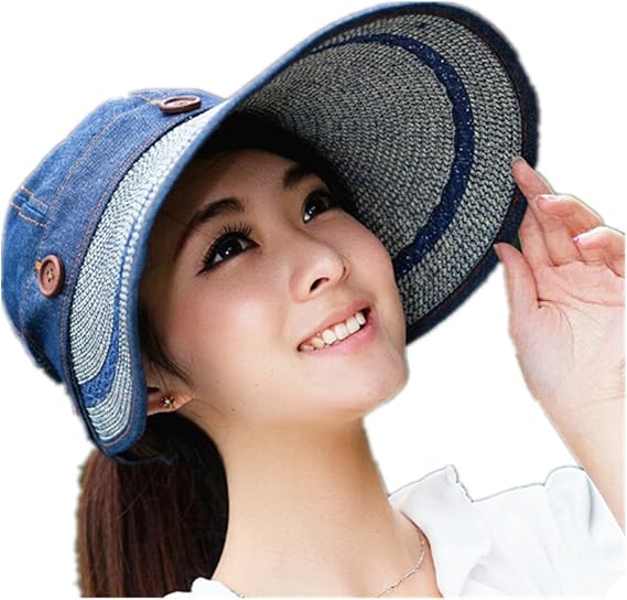 Amazon Cnhive つば広ハットレディース 可愛い サンバイザー レディースuvカット帽子 夏 春 紫外線対策ハット レディース可愛い帽子 レディース つば広ハット 日よけ帽子 折り畳み 小顔効果 サイズ調整便利 ネイビー アウトドア 帽子 通販
