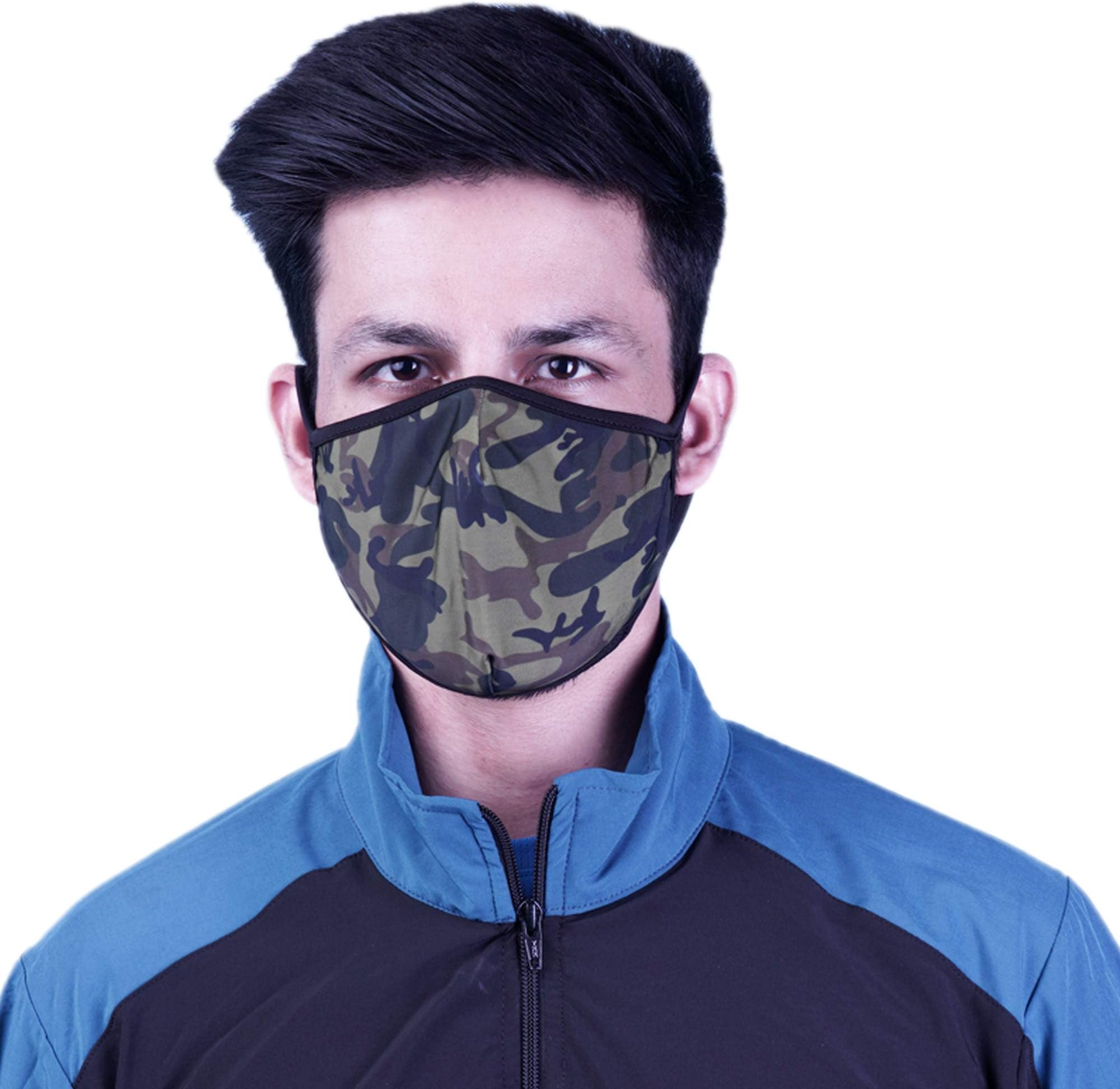 NEVER LOSE Camouflage Printed Reusable Washable Anti Pollution Mask with Dual Layer Filteration