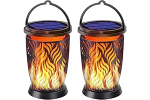 Aityvert Outdoor Solar Flame Lights, Waterproof Flickering Flame Solar Lights, Darkness Sensor Auto On/Off 66pcs LED Solar Wall Mount Night Lights for Patio Deck Driveway Garden (flames)