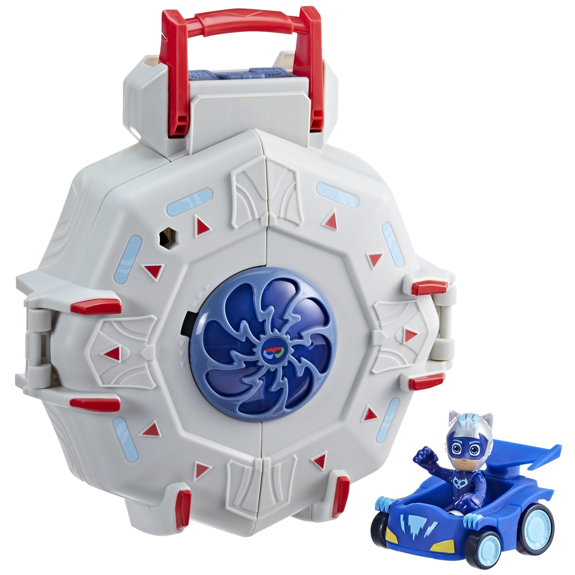 PJ Masks Power Heroes PJ Power Q Playset, Headquarters Set with Car and Figure, Superhero Toys for 3 Year Old Boys and Girls and Up