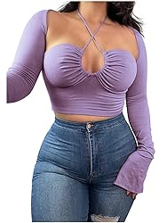 KERPELLY Women's Sexy Halter Criss Cross Tie Up