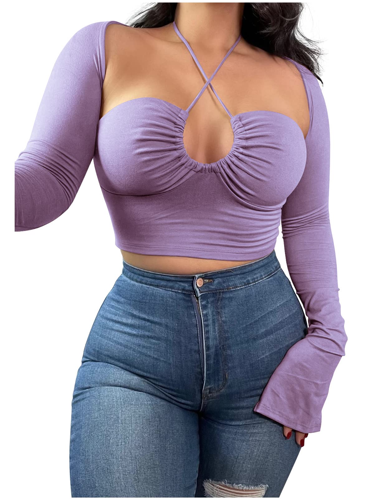 KERPELLY Women's Sexy Halter Criss Cross Tie Up