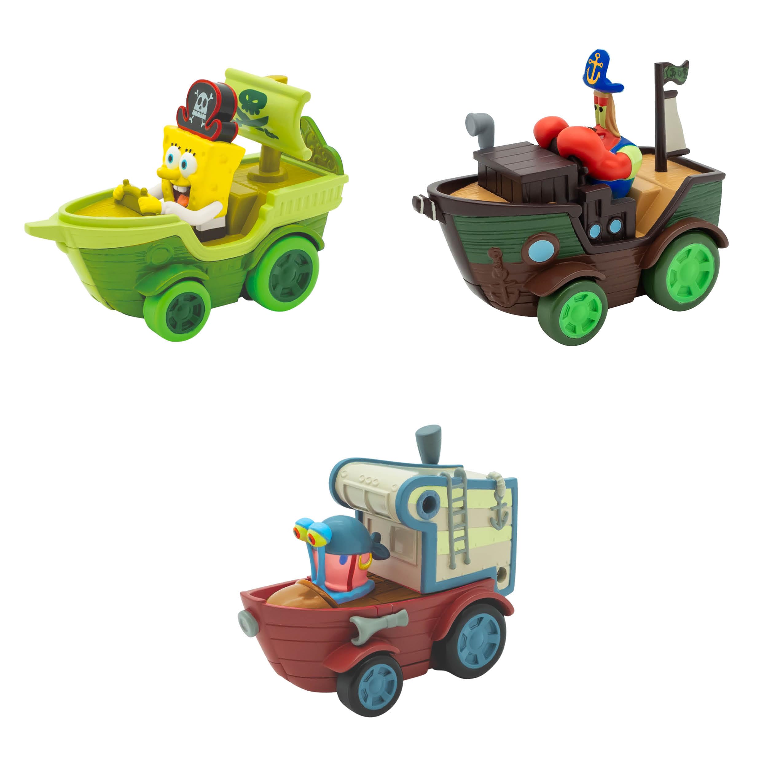 Spongebob Squarepants Movie: The Search for Squarepants Bikini Bottom Boaters | 3 Exclusive Movie-Styled Rev-Up Racers with Spongebob, Gary & Mr. Krabs | Ages 3+ | Collector's Edition