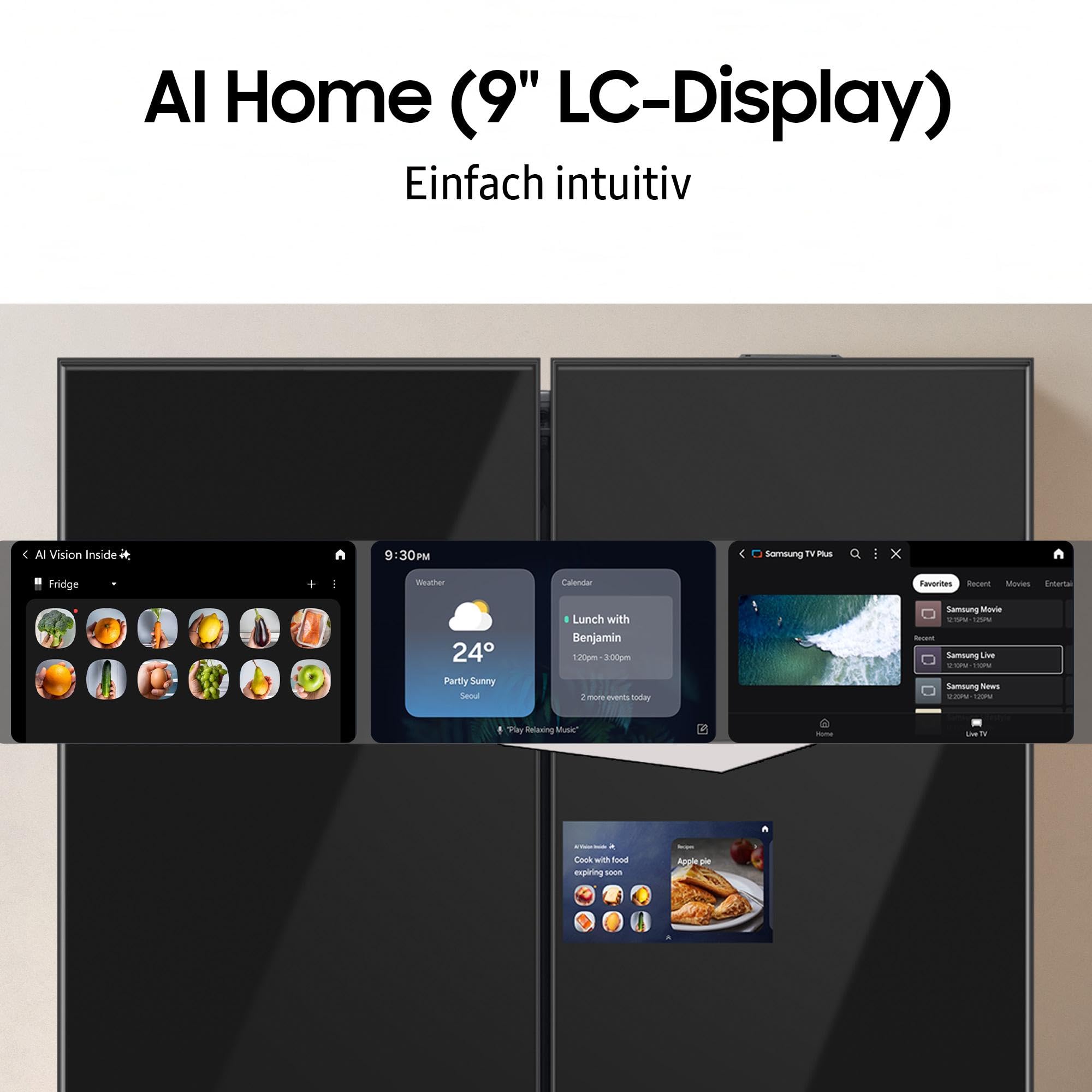 Samsung RM90F67CECEF Bespoke French Door Kühlschrank, 185 cm, 654 l, 255 l Gefriervolumen, AI Home, AI Vision mit integrierter Kamera, Beverage Center, Clean Deep Charcoal 8