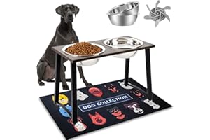 ADENGL Elevated Dog Bowls for Large & X-Large Dogs, 16" Tall Raised Stand with 2 Stainless Steel 3000ML Bowls, Slow Feeder & Spill-Proof Mat – Extra Large Dog Food & Water Bowl Set