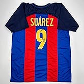 Facsimile Autographed Luis Suarez FC Barcelona Blue/Red Reprint Laser Auto Soccer Jersey Size Men's XL