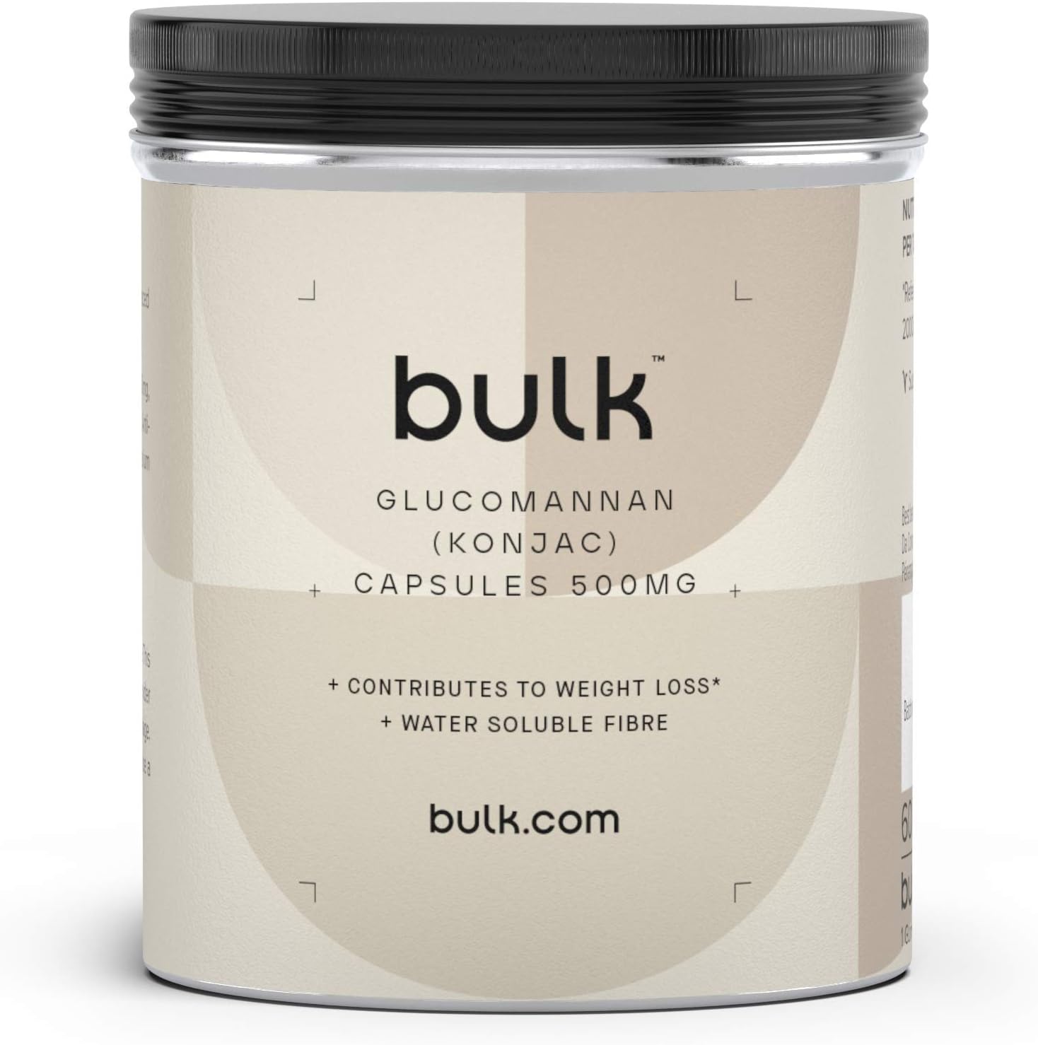 Bulk Glucomannan Capsules. 500 mg, Konjac, Pack of 180, 90 Servings, Packaging May Vary, 180 count (Pack of 1)
