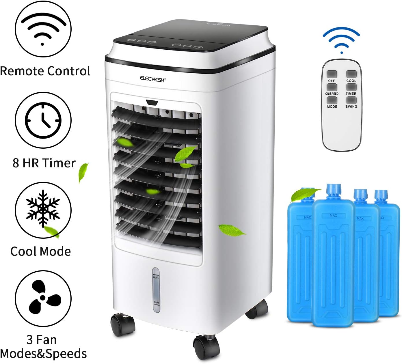 ELECWISH Portable Air Coolers for Home with 3 Speed Fans, 8 Hours Timer