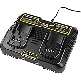 Futurebatt DCB102 Charger Replacement for Dewalt 12V 20V 60V Max Dual Fast Charger Station Lithium ion Battery Charger DCB203 DCB204 DCB205 DCB206 DCB201 DCB120 DCB127 (2 USB Ports)