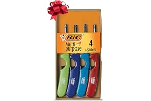 BIC Multi-Purpose Lighters, Reliable and Safe Candle Lighter, Assorted Colors, 4-Pack (Colors May Vary)