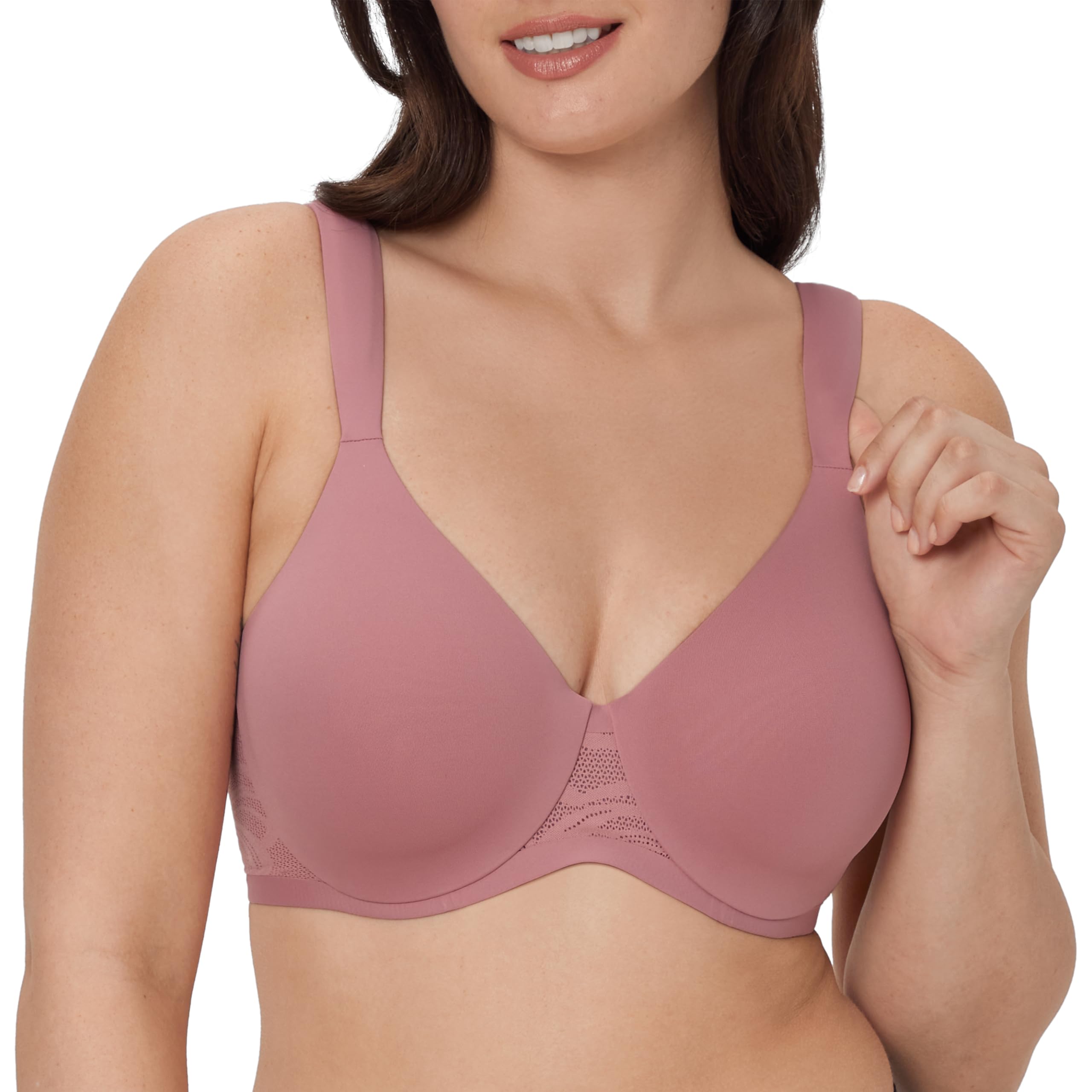 Bali Women’s T-Shirt, Coolest Smoothing Underwire, Convertible Bra, Rose Tea