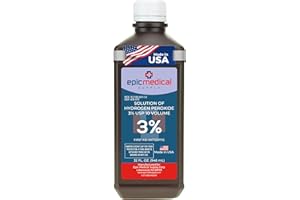 Epic Medical Supply Hydrogen Peroxide 32 oz. First Aid Antiseptic and Multipurpose Cleaner, 3% USP, Topical Wash for Minor Cuts, Scrapes, Insect Bites, and Skin Irritations. (1)