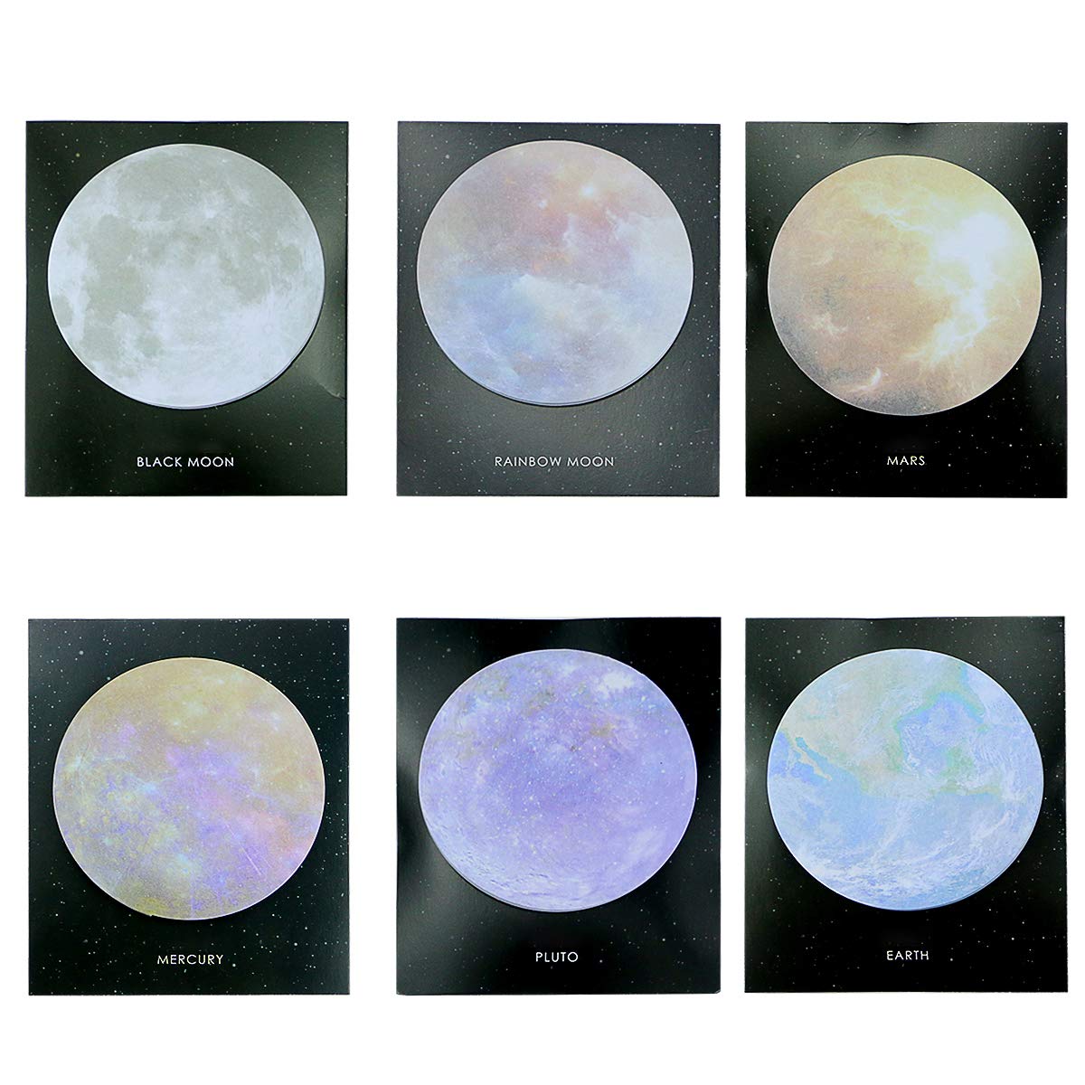 Twdrer 18 Pack Planet Sticky Notes,Earth Mars Moon Mercury Pluto Self-Adhesive Note Office Memo Note Writing Pads Cute Stickers Paper