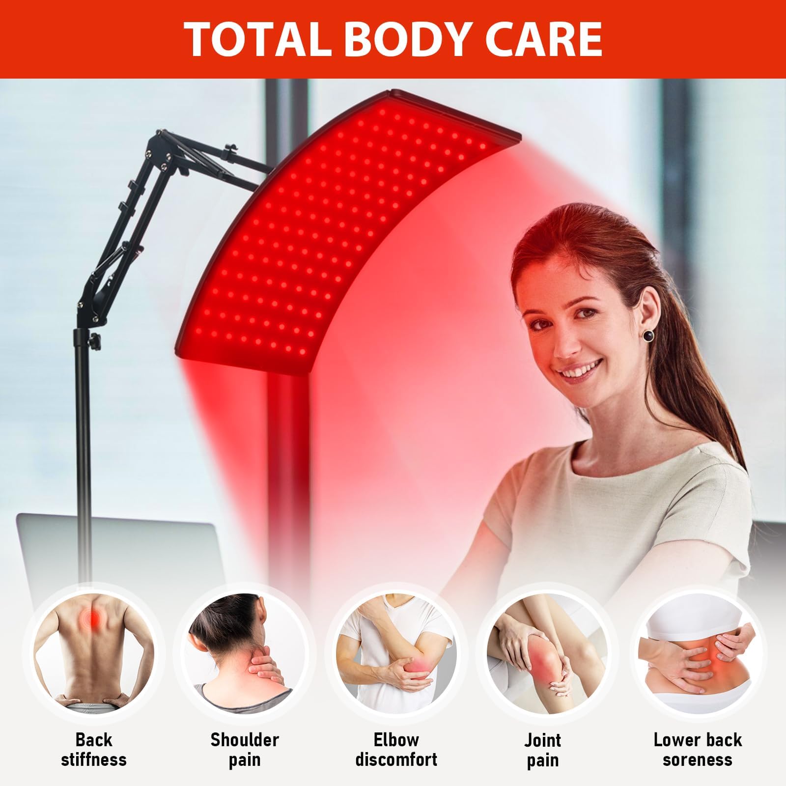 Red Light Therapy Lamp for Body, Infrared Light Therapy Lamps with Stand 660nm Red Light &850nm Near Infrared Light Therapy Lamp Device for Body at Home with Eyes Protection Goggles（Brown Black）