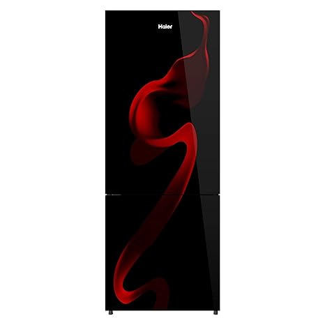 Haier 345 L 2 Star Inverter Frost-Free Double Door Refrigerator (HRB-3654PSG-E, Black Spiral Glass, Bottom Freezer)