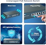 YuanLey 5 Port Gigabit PoE Switch 4 PoE+ 78W Unmanaged Plug Play Metal view 6