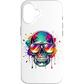 Halloween Splash Art Skull Sunglasses Skulls Case for iPhone 16