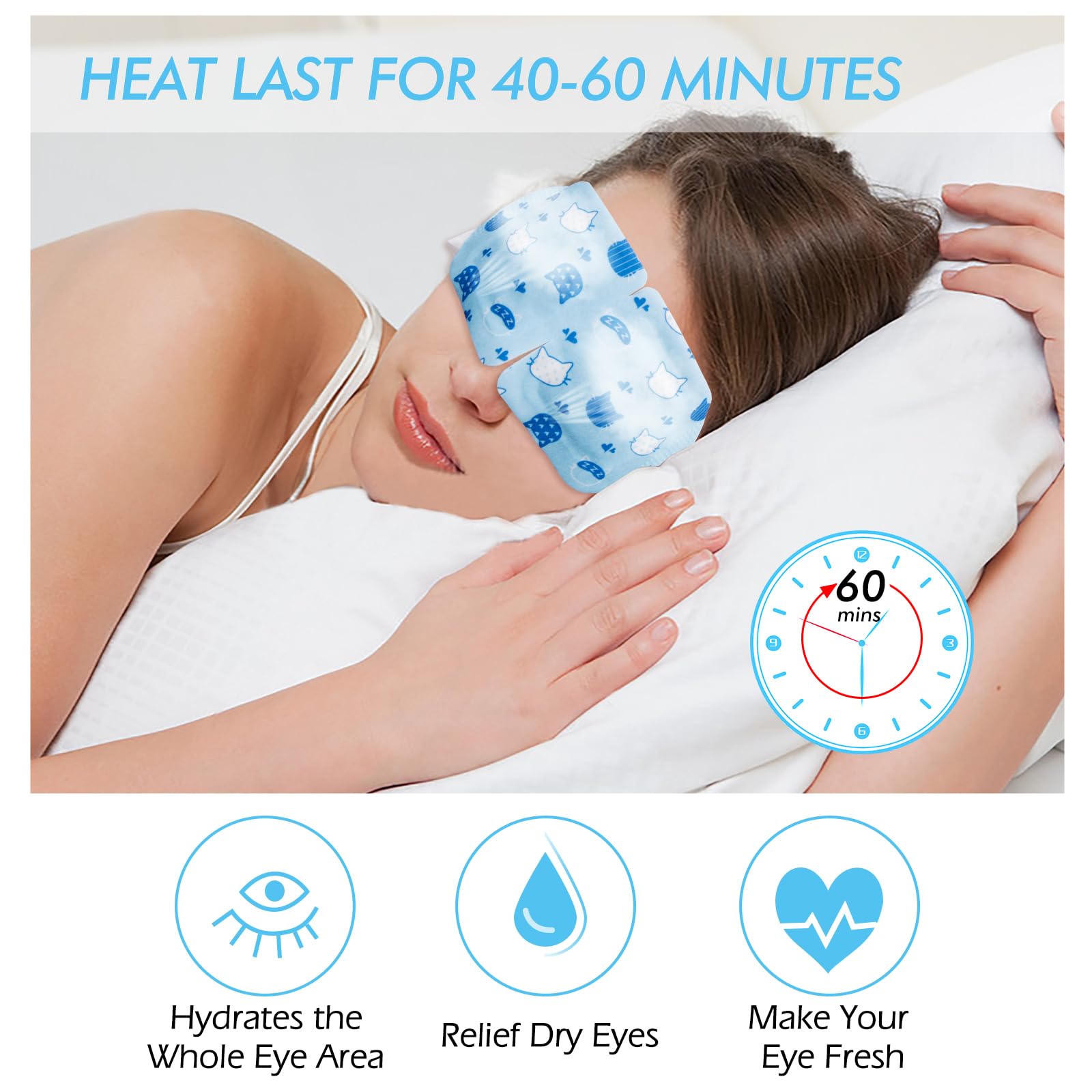 Jekeno Steam Eye Mask, 20 Packs Eye Masks for Dry Eyes, 40-60 Minutes Self Moist Warm Compress Heated Disposable Mask for Sleep, Spa Relaxing Trip Gifts, Travel Essentials for Women Men